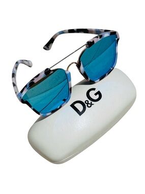 D&G Dolce & Gabbana Y2K White Glasses Hard Case + Trendy Unbranded Sunglasses